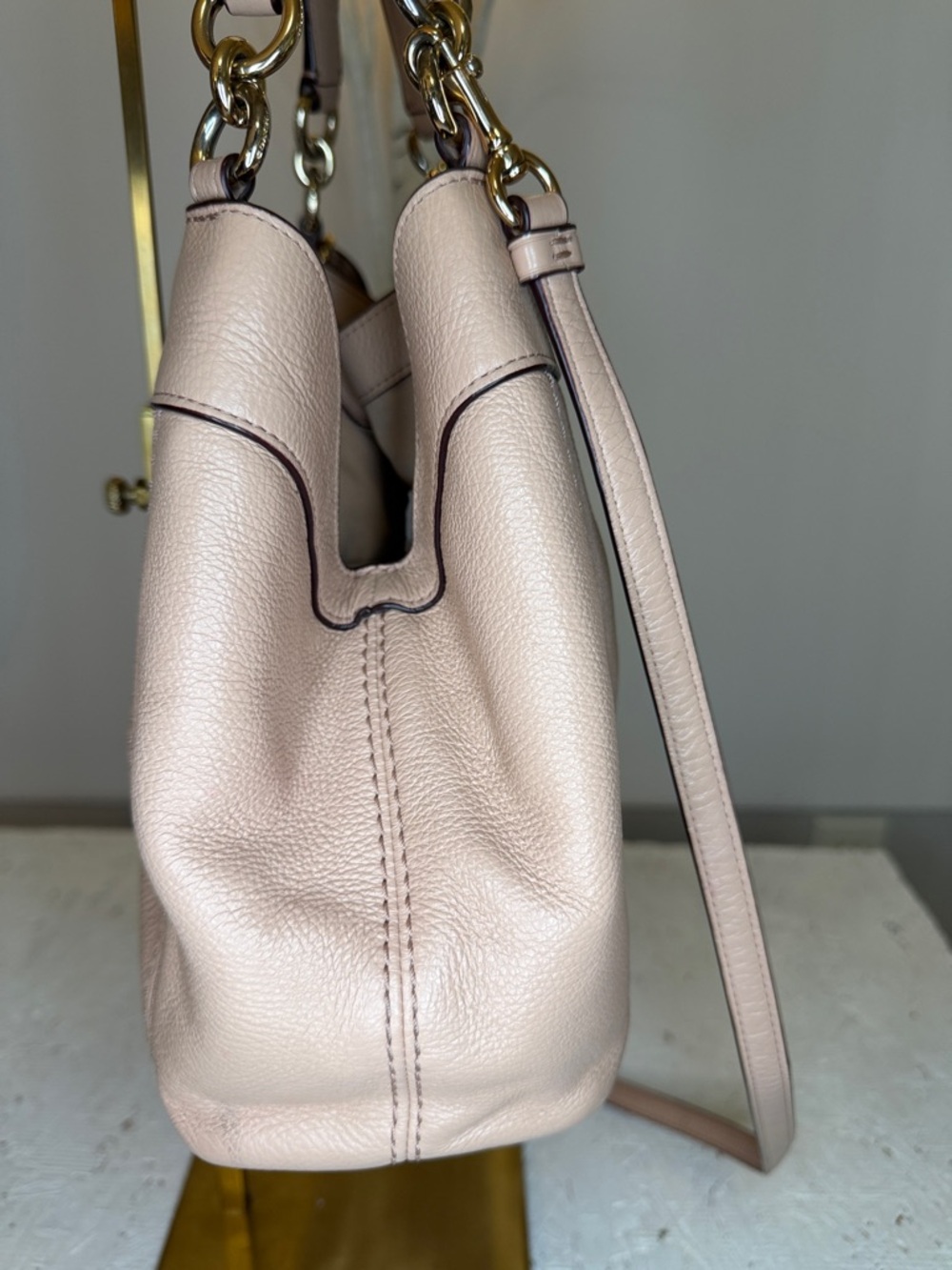 Coach EUC Lexy Beachwood pebbled Leather Blush convertible bag Stunning! - Picture 3 of 10